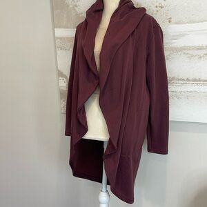 Olive & Oak Hi-Low Army burgundy Open Waterfall neck Cardigan size xs